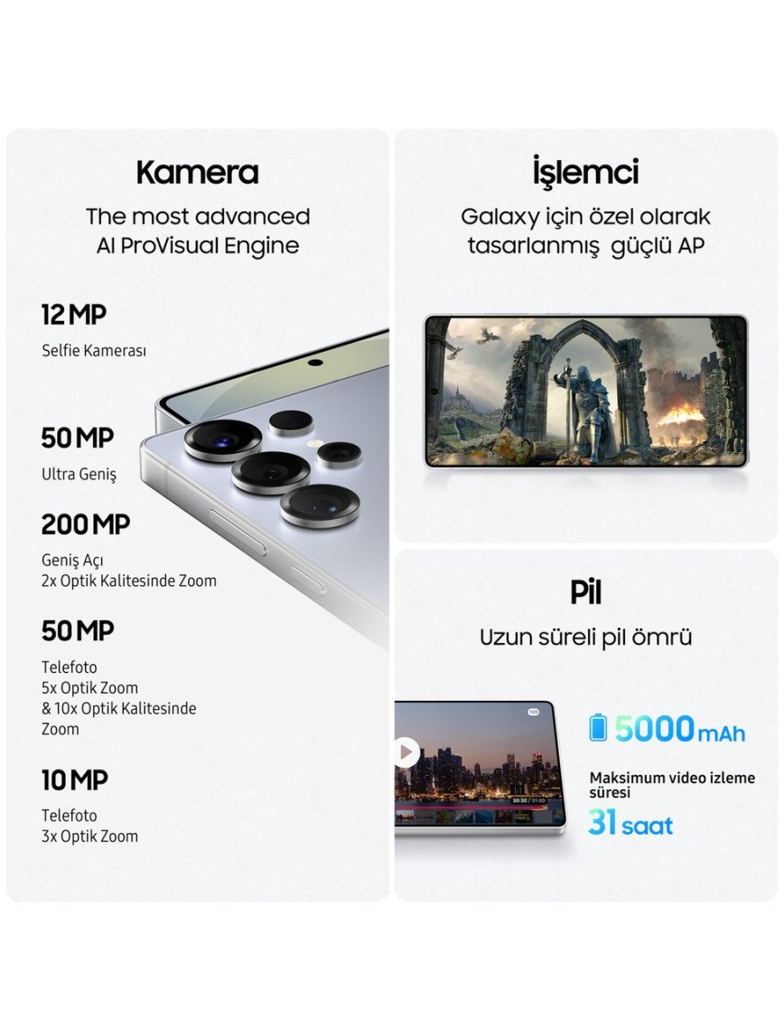 Samsung Galaxy S25 Ultra 1 Tb 12 GB Ram (Samsung Türkiye Garantili) Siyah Titanyum