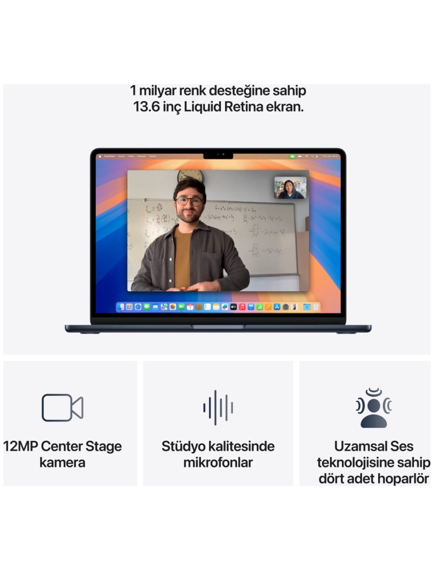 Apple MacBook Air M4 24GB 512GB SSD macOS 13" Taşınabilir Bilgisayar Gece Yarısı MC6C4TU/A